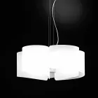 Candeeiro suspenso branco Selene Papiro em cristal Ø65 x A 140 cm Viadurini