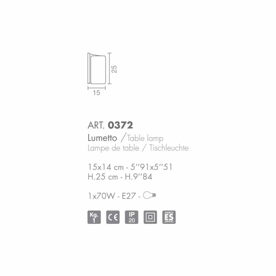 Candeeiro de mesa de cristal Selene Papiro made in Italy 15x14xH25cm Viadurini