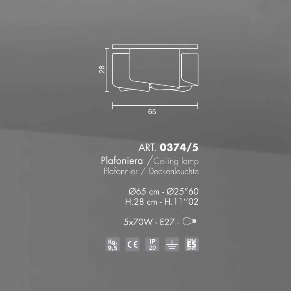 Candeeiro de teto Selene Papiro em cristal moderno Ø65 H28cm, fabricado na Itália Viadurini