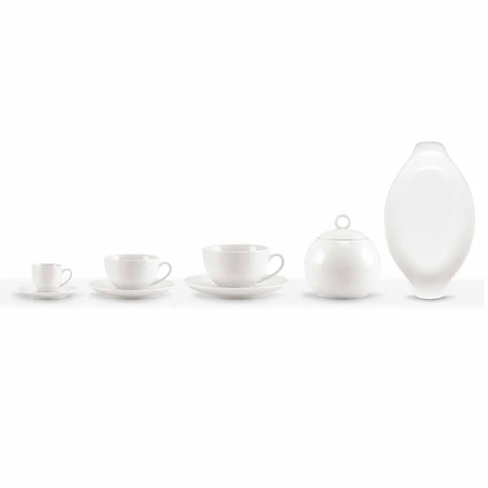 Conjunto de 18 xícaras de café e chá com açucareiro e bandeja de porcelana - Lucerna Viadurini