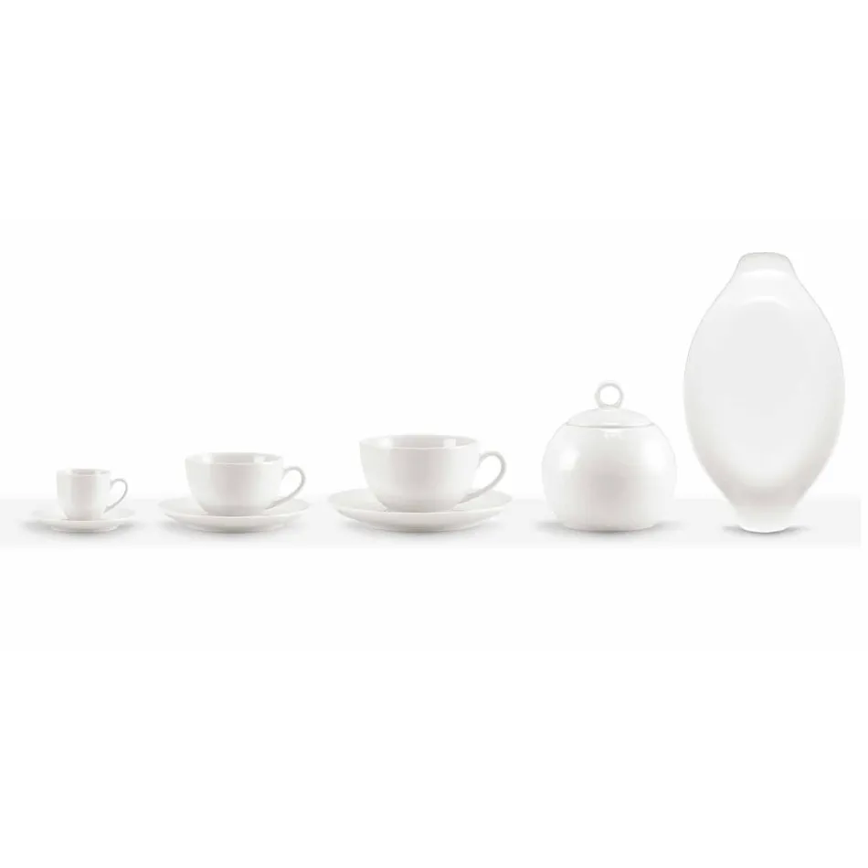 Conjunto de 18 xícaras de chá com açucareiro e bandeja de porcelana - Lucerna Viadurini
