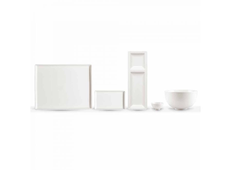 Conjunto de 20 pratos em porcelana branca com um design retangular moderno - Laos Viadurini