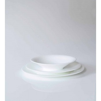 24 Pratos Elegantes em Porcelana Branca - Doriana