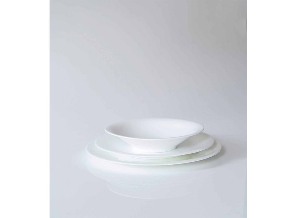 24 Pratos Elegantes em Porcelana Branca - Doriana Viadurini