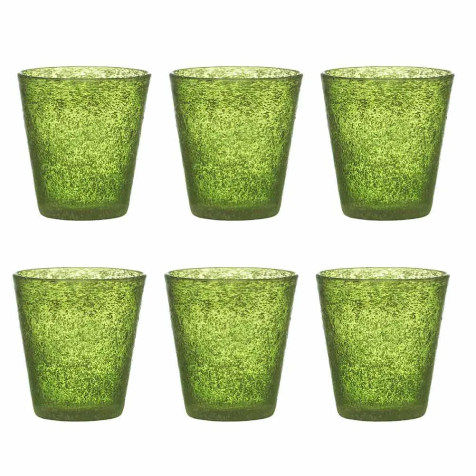 Conjunto de 6 Copos de Vidro Colorido com Design Moderno - Pumba Viadurini