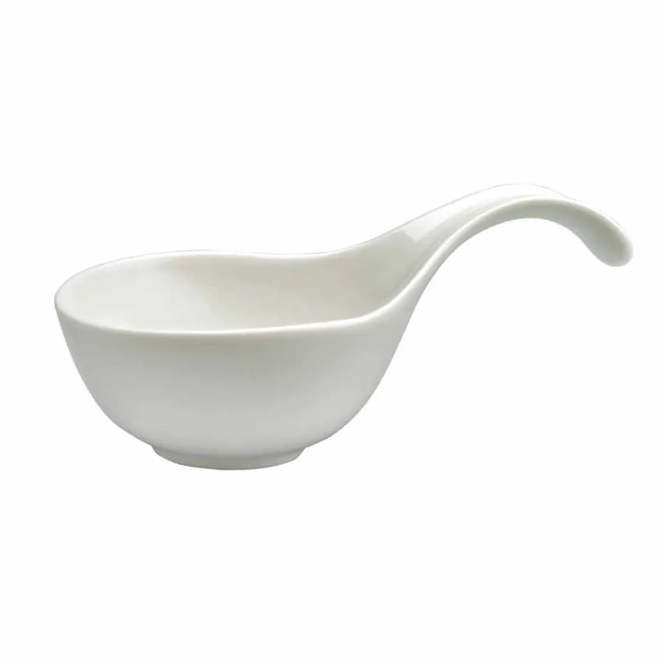 Serviço de Aperitivos Pratos Modernos de Porcelana Branca de 12 Peças - Nalah Viadurini