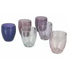 Copos de água de vidro soprado com 12 peças coloridas - Guerrero Viadurini