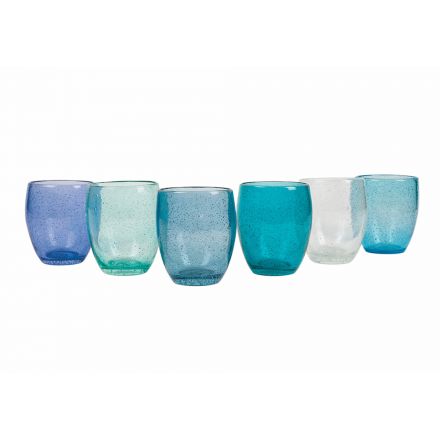 Copos de água de vidro soprado com 12 peças coloridas - Guerrero Viadurini