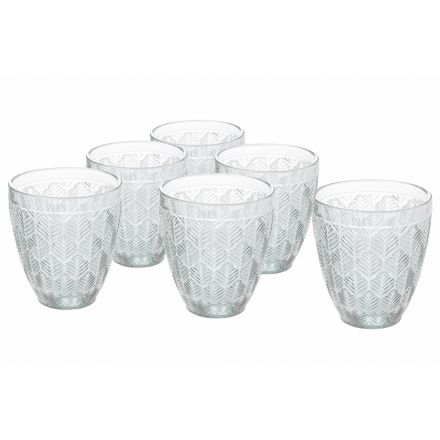 Conjunto de copos de água Decoração em folha de vidro transparente 12 peças - Indonésia Viadurini