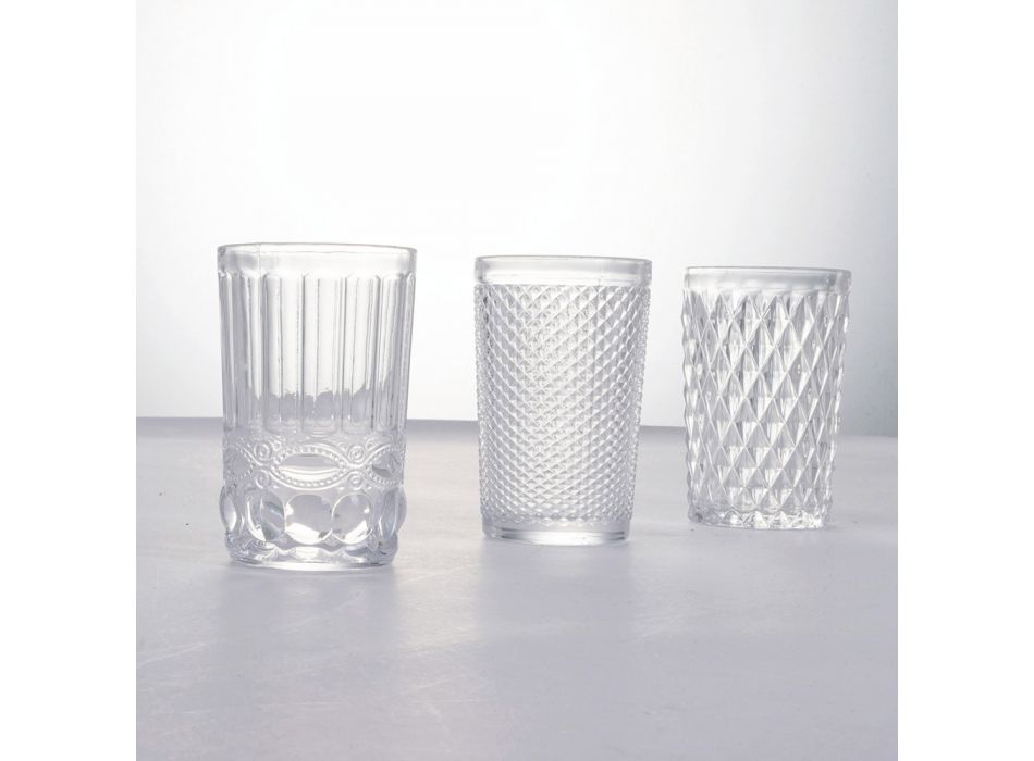 Conjunto de copos de vidro transparente com 3 formas e 12 peças - Artemísia Viadurini