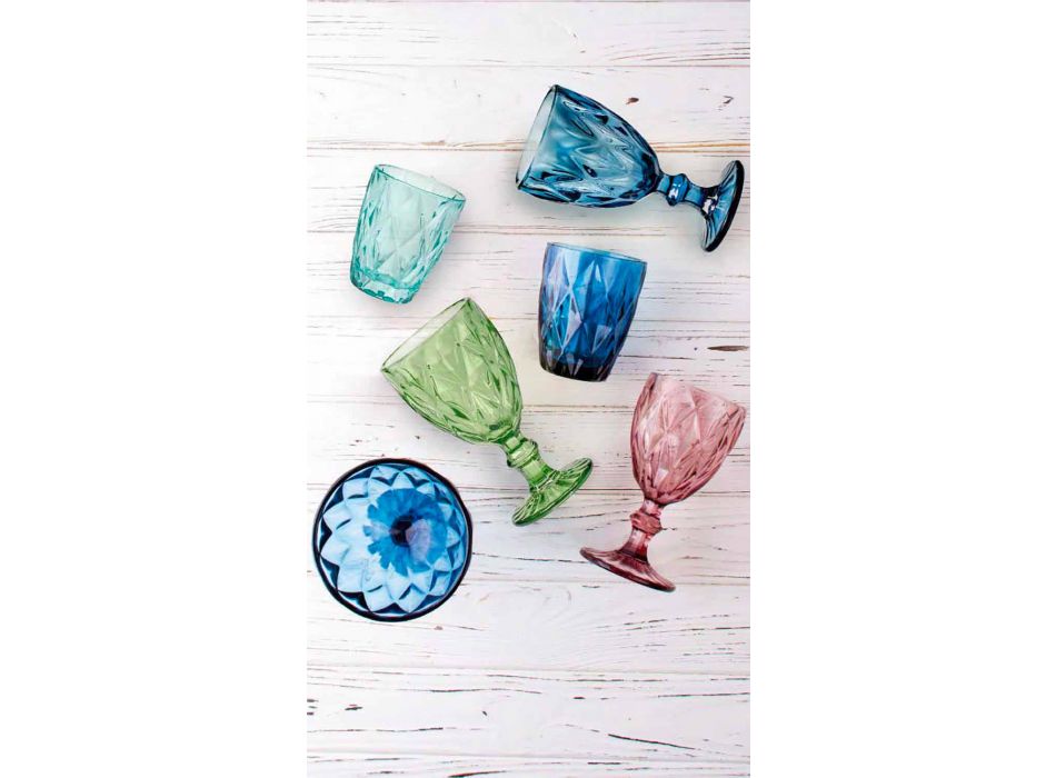 Copos de Água de Vidro Colorido Conjunto de 6 Peças Design Moderno - Timon Viadurini