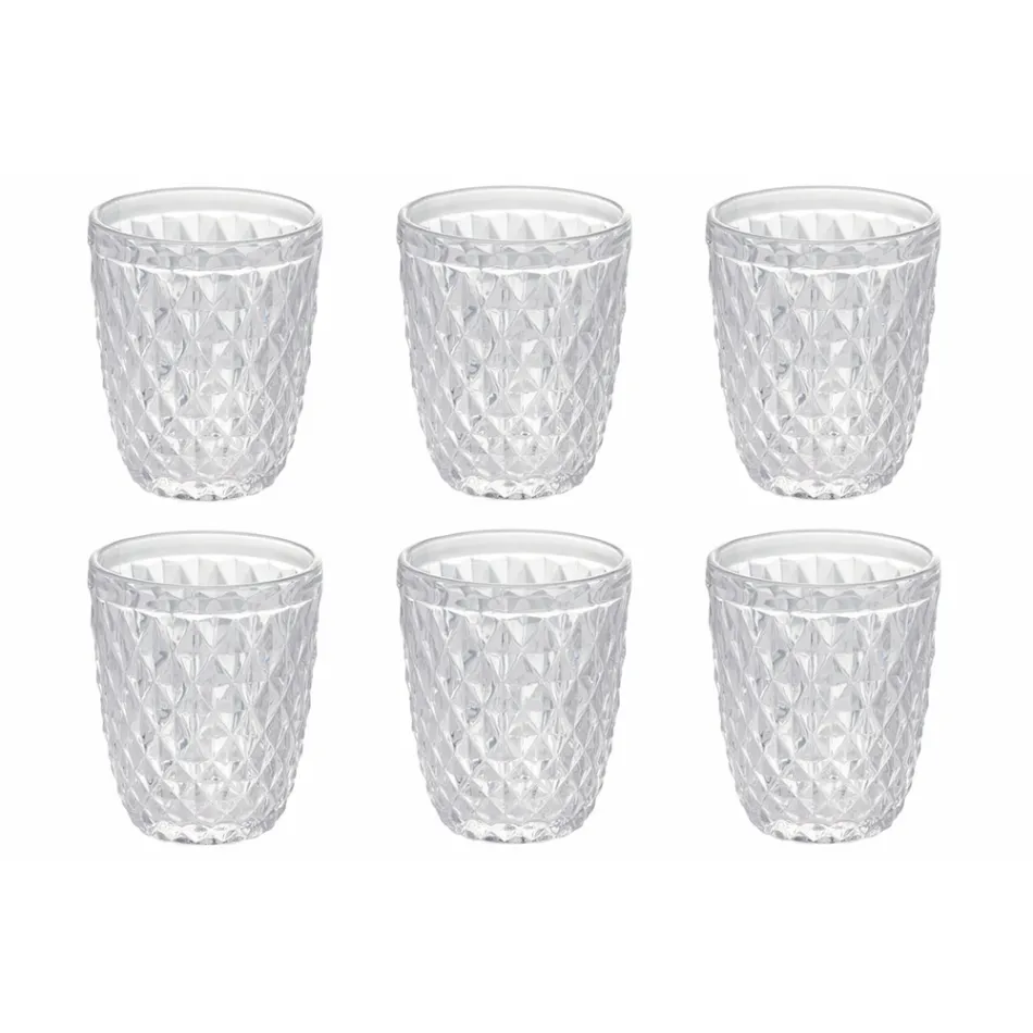 Conjunto de vidro em vidro colorido e esculpido Água 12 peças - Brillo Viadurini