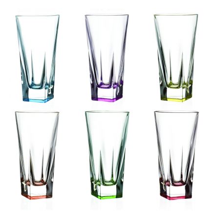 Copos coloridos de cristal eco alto copo de serviço 12 peças - amálgama Viadurini