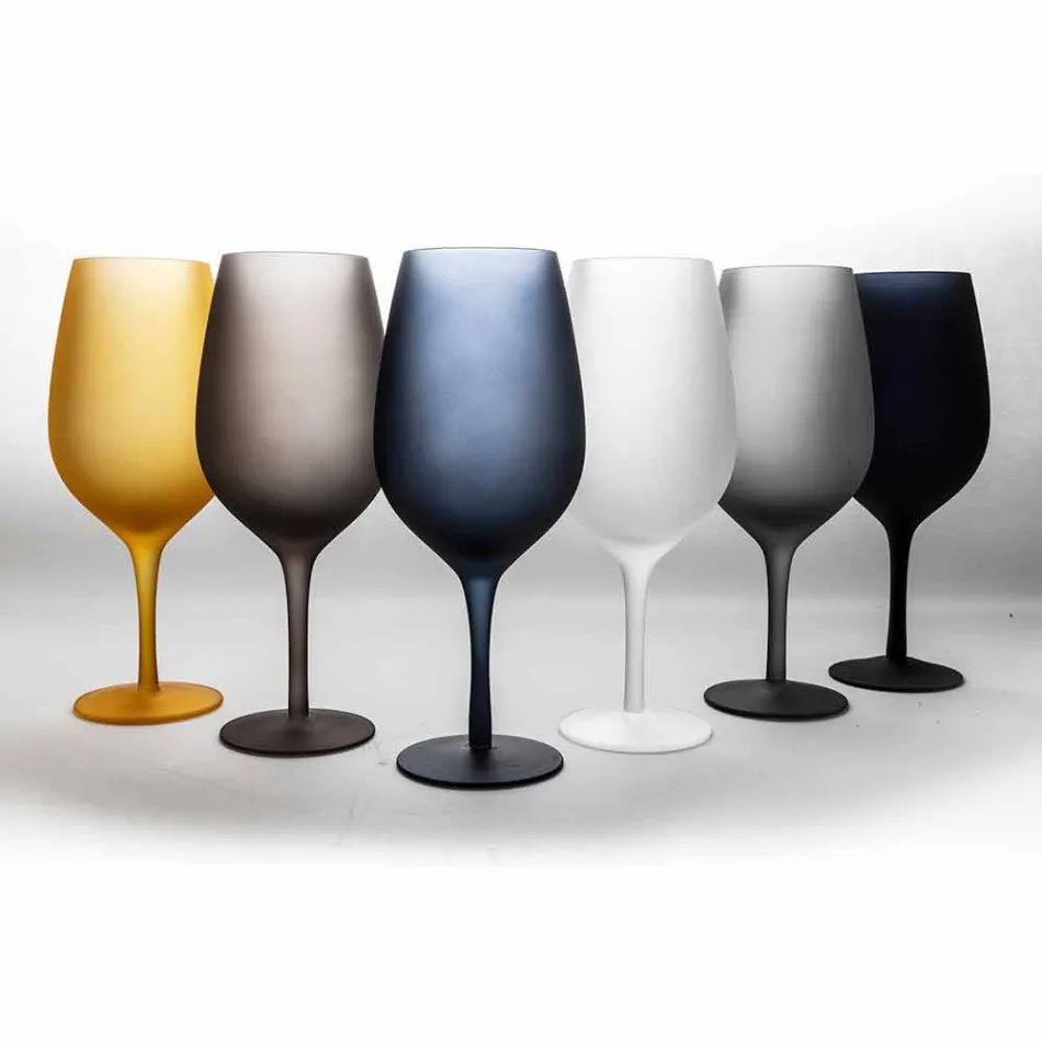 Conjunto de taças de vinho tinto ou branco em vidro colorido, 12 peças - borda Viadurini