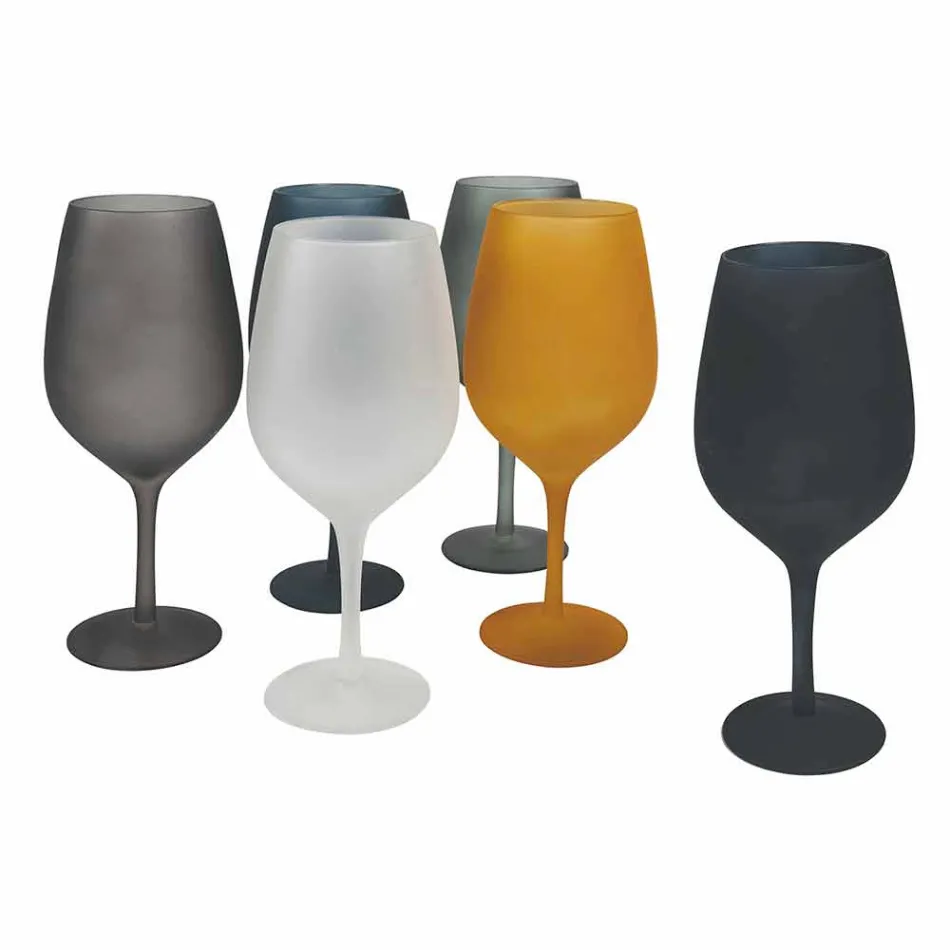 Conjunto de taças de vinho tinto ou branco em vidro colorido, 12 peças - borda Viadurini