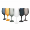 Conjunto de taças de vinho tinto ou branco em vidro colorido, 12 peças - borda