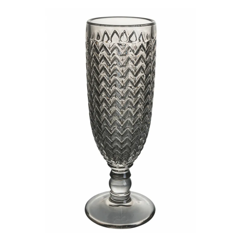 Conjunto de cálice de flauta em vidro colorido e decorações diferentes - 12 peças - mistura Viadurini