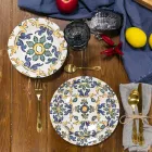 Conjunto de taças de vinho coloridas em vidro e decoração estilo oriental 12 peças - parafuso Viadurini