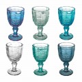 Conjunto de taças de vinho coloridas em vidro e decoração estilo oriental 12 peças - parafuso