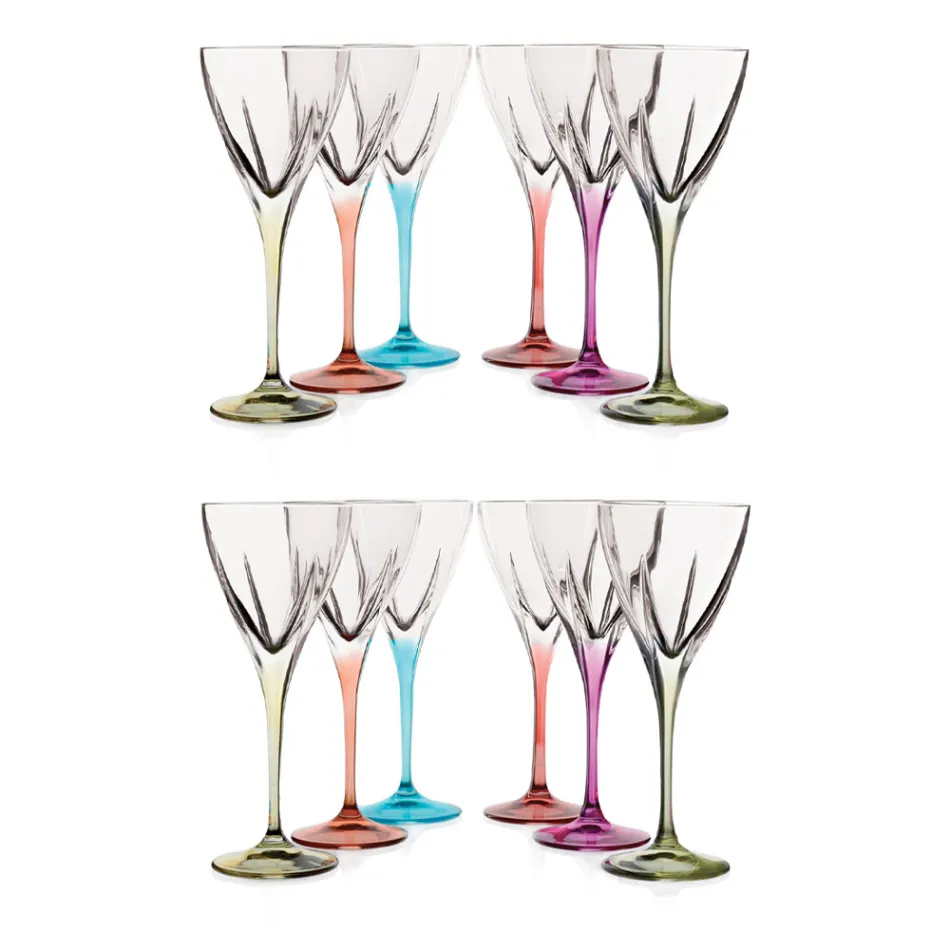Conjunto de taças de vinho de cristal Eco colorido ou transparente 12 unidades - amálgama Viadurini