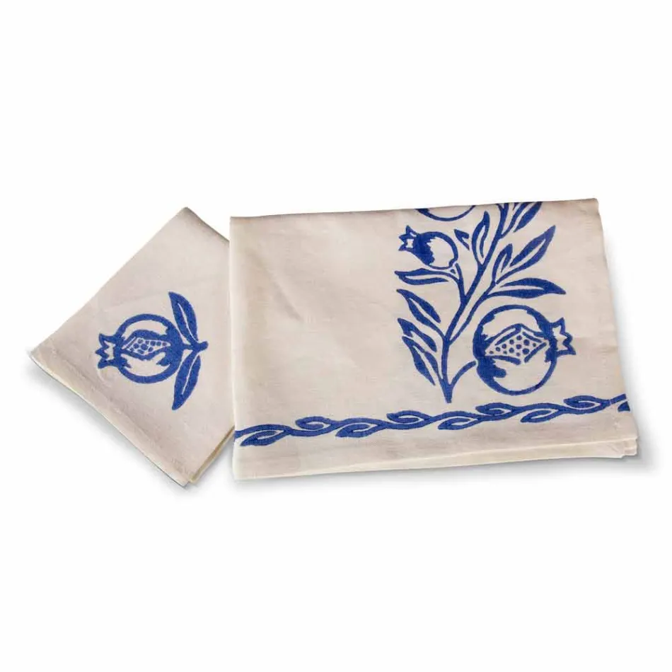 Impressão artesanal da mão de serviço de café da manhã do artesão italiano em tecidos antigos - Marcas Viadurini