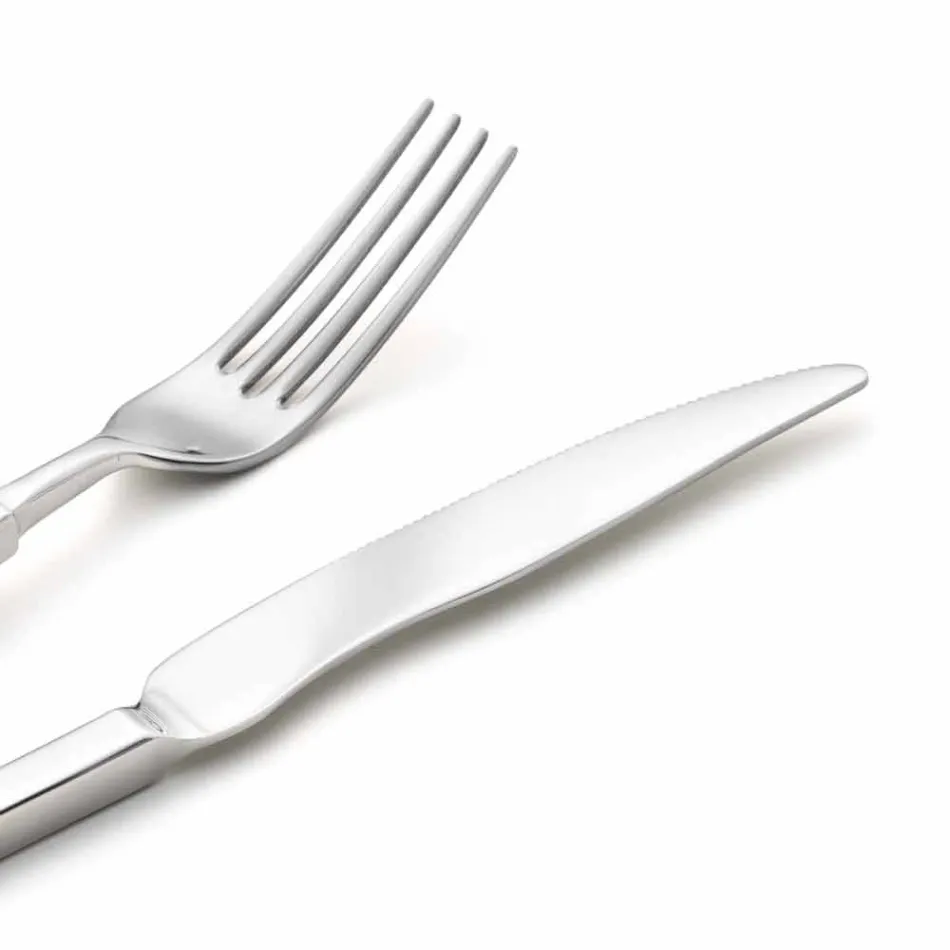 Conjunto completo de talheres de aço com 24 peças de design feito na Itália - complicado Viadurini