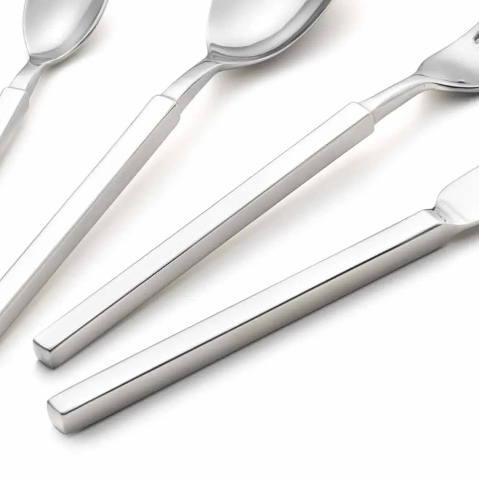 Conjunto completo de talheres de aço com 24 peças de design feito na Itália - complicado Viadurini