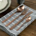 Conjunto Completo de Talheres em Aço Preto ou Cobre Design 24 Peças - Fayette Viadurini