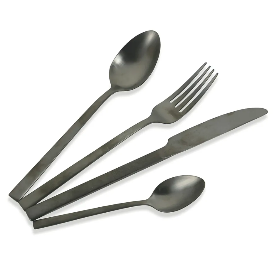 Conjunto Completo de Talheres em Aço Preto ou Cobre Design 24 Peças - Fayette Viadurini