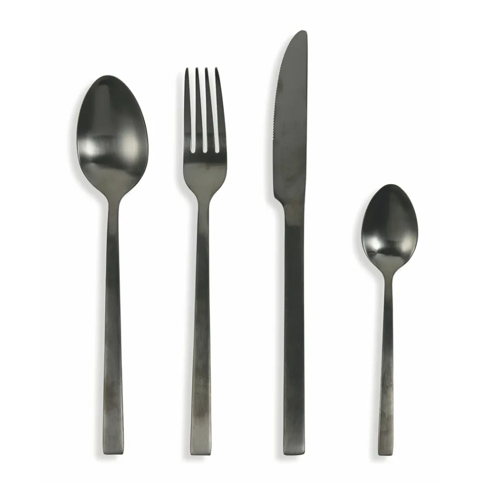 Conjunto Completo de Talheres em Aço Preto ou Cobre Design 24 Peças - Fayette Viadurini