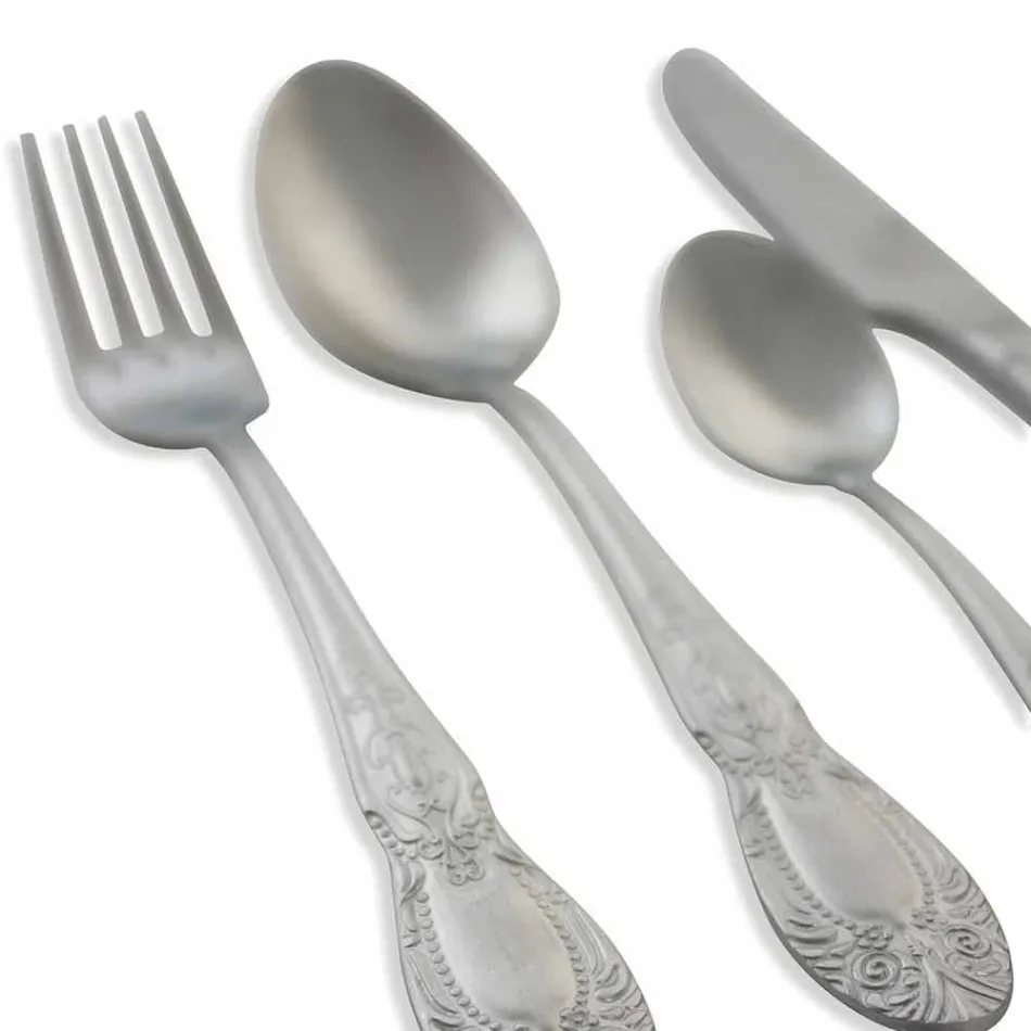 Serviço completo de talheres em aço acetinado Design 24 peças - Fantasiapos1 Viadurini