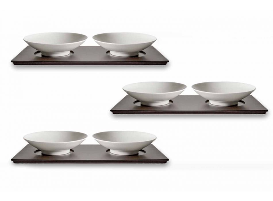 Serviço de xícaras com bandeja de madeira Design elegante moderno 9 peças - Flavia Viadurini