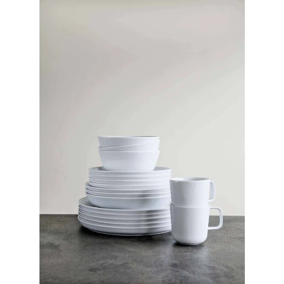 Conjunto de copos e tigela de porcelana branca de design moderno 7 peças - Ártico Viadurini