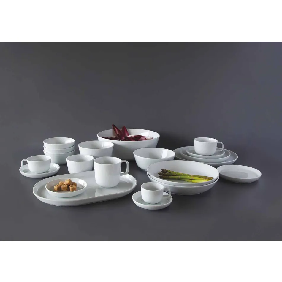 Conjunto de copos e tigela de porcelana branca de design moderno 7 peças - Ártico Viadurini