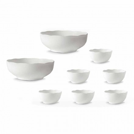 Conjunto de taças e tigelas de porcelana branca com 8 peças - Armanda Viadurini