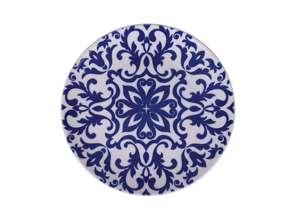 Serviço de 18 Pratos de Porcelana de Cor Branca e Azul - Wieder Viadurini
