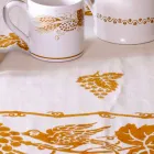 Serviço de café da manhã de linho com peça única artesanal - Marcas Viadurini