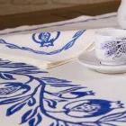 Serviço de café da manhã de linho com peça única artesanal - Marcas Viadurini