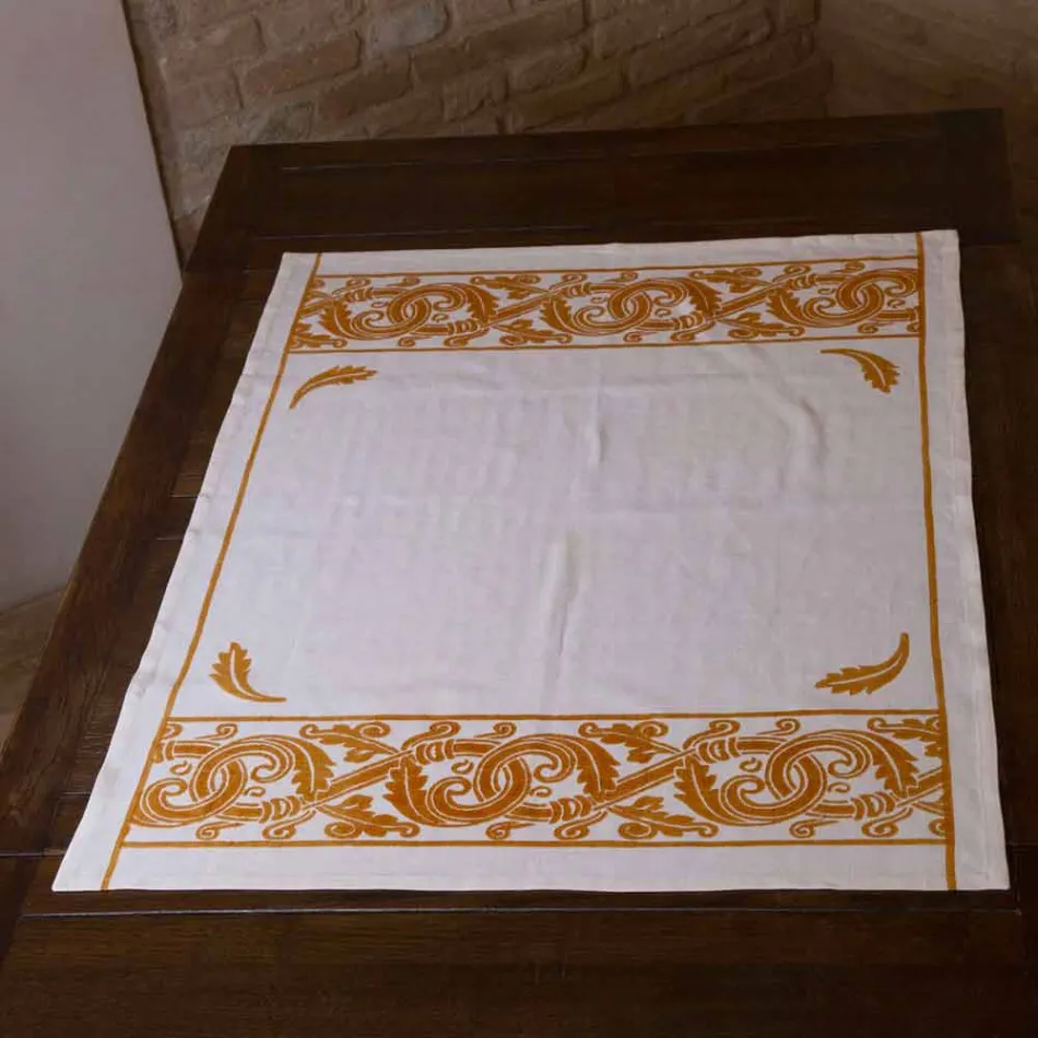 Serviço de café da manhã de linho com peça única artesanal - Marcas Viadurini