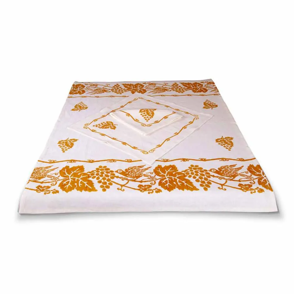 Serviço de café da manhã de linho com peça única artesanal - Marcas Viadurini