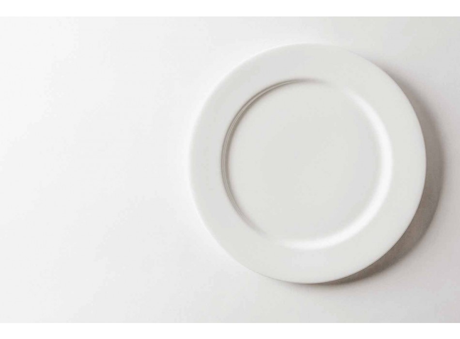 Serviço de Sobremesa 6 Taças e 6 Pires Design em Porcelana Branca - Samantha Viadurini
