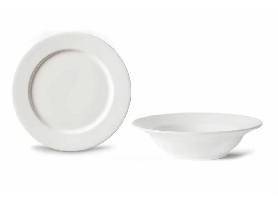 Serviço de Sobremesa 6 Taças e 6 Pires Design em Porcelana Branca - Samantha Viadurini