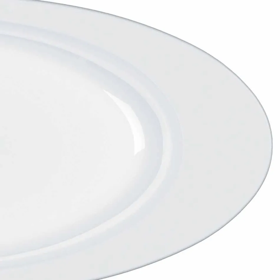 Conjunto de servir 2 peças com design moderno em porcelana branca oval - telescópio Viadurini