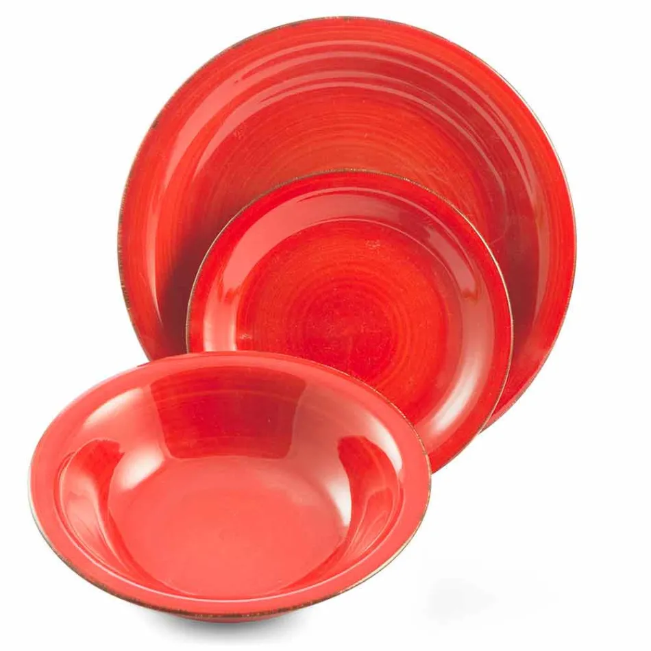 Talheres com Pratos Coloridos 18 Peças em Grés Moderno - Abruzzo Viadurini