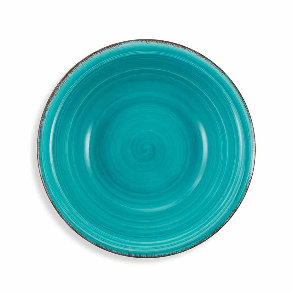 Talheres com Pratos Coloridos 18 Peças em Grés Moderno - Abruzzo Viadurini