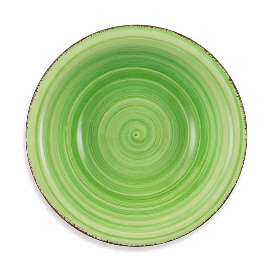 Talheres com Pratos Coloridos 18 Peças em Grés Moderno - Abruzzo Viadurini