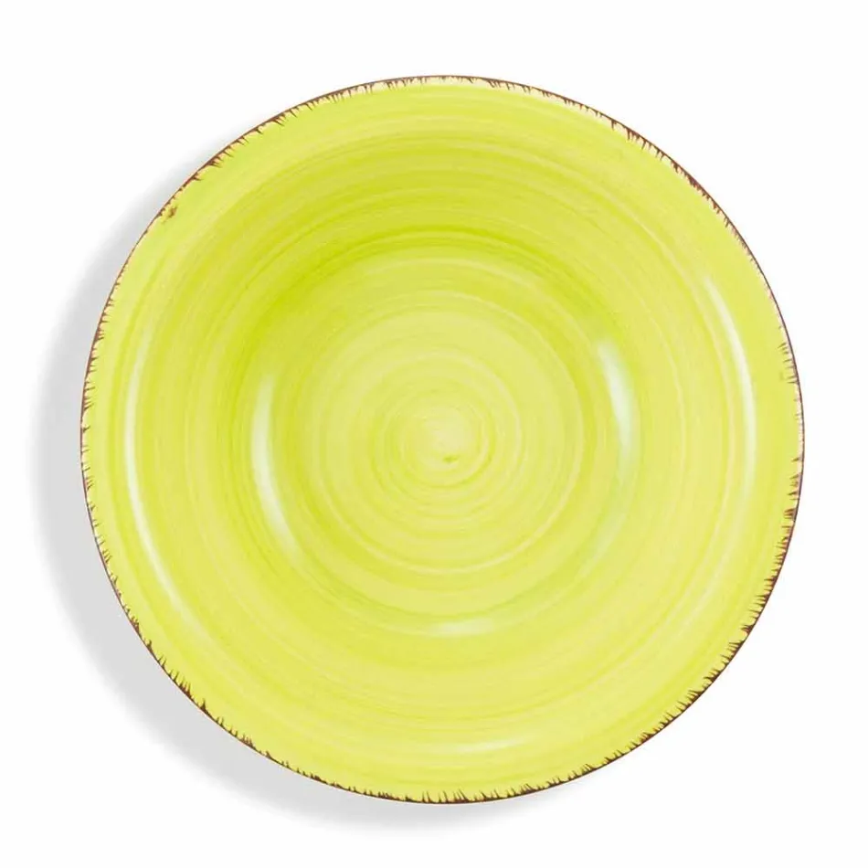 Talheres com Pratos Coloridos 18 Peças em Grés Moderno - Abruzzo Viadurini