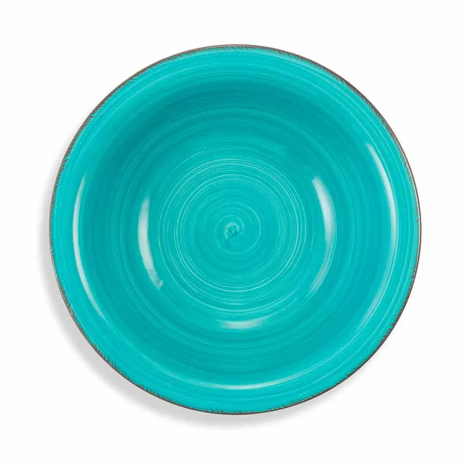 Talheres com Pratos Coloridos 18 Peças em Grés Moderno - Abruzzo Viadurini