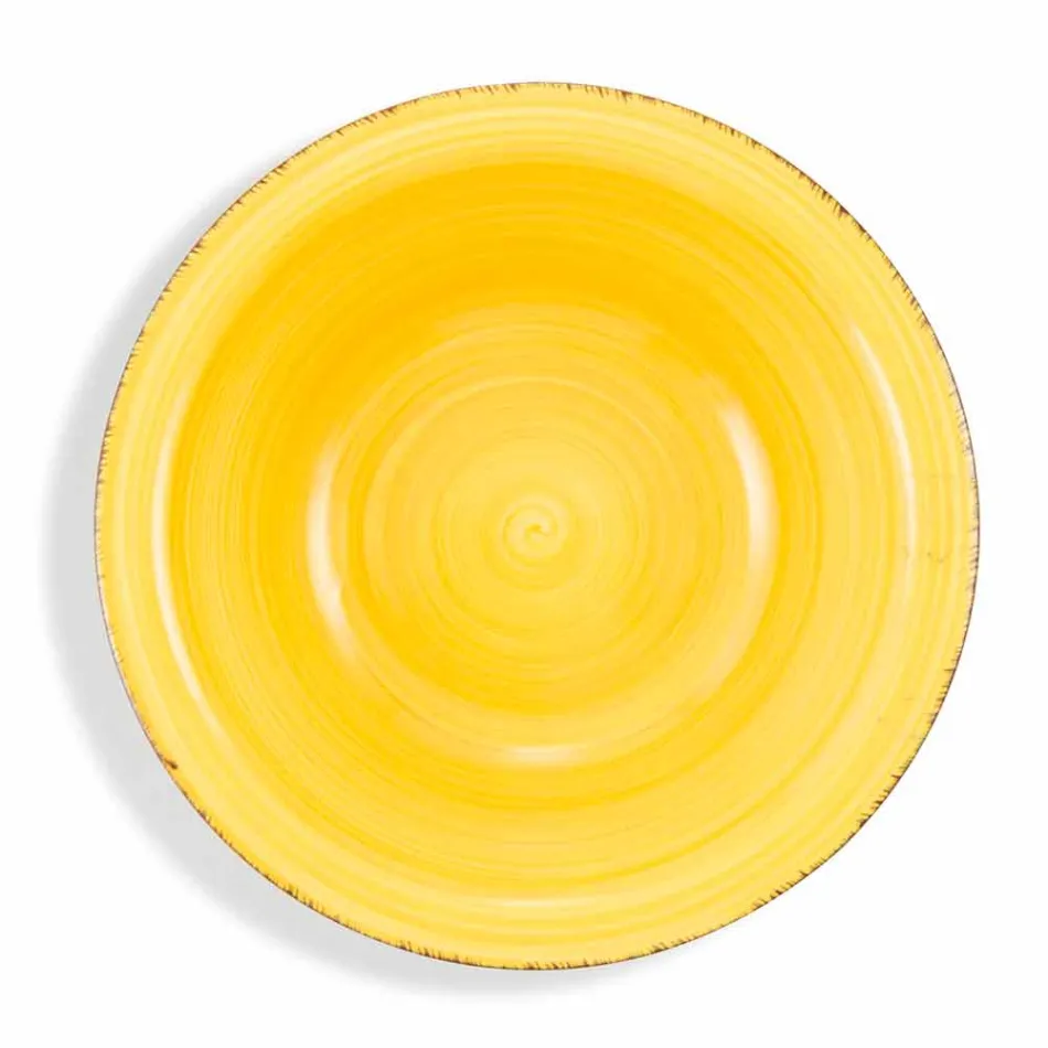 Talheres com Pratos Coloridos 18 Peças em Grés Moderno - Abruzzo Viadurini