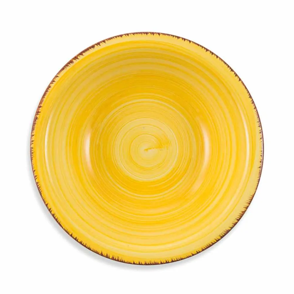 Talheres com Pratos Coloridos 18 Peças em Grés Moderno - Abruzzo Viadurini